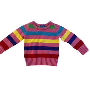 CHILDRENS PLACE Rainbow Colours Stripes on Barbie Pink Sweater 24 MO